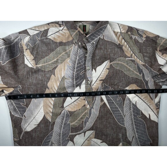 Tori Richard Honolulu Mens XL Reverse Print Aloha Shirt Brown Palm Leaf Cotton - Picture 9 of 11